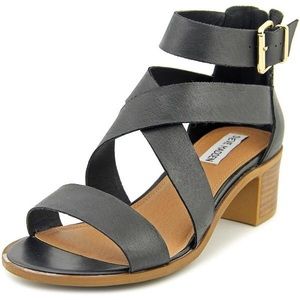 Steve Madden Raeleen Black Leat Sandals NEW